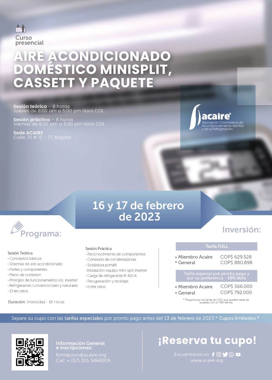 CURSO AIRE ACONDICIONADO DOMÉSTICO MINISPLIT, CASSETT, PAQUETE-min